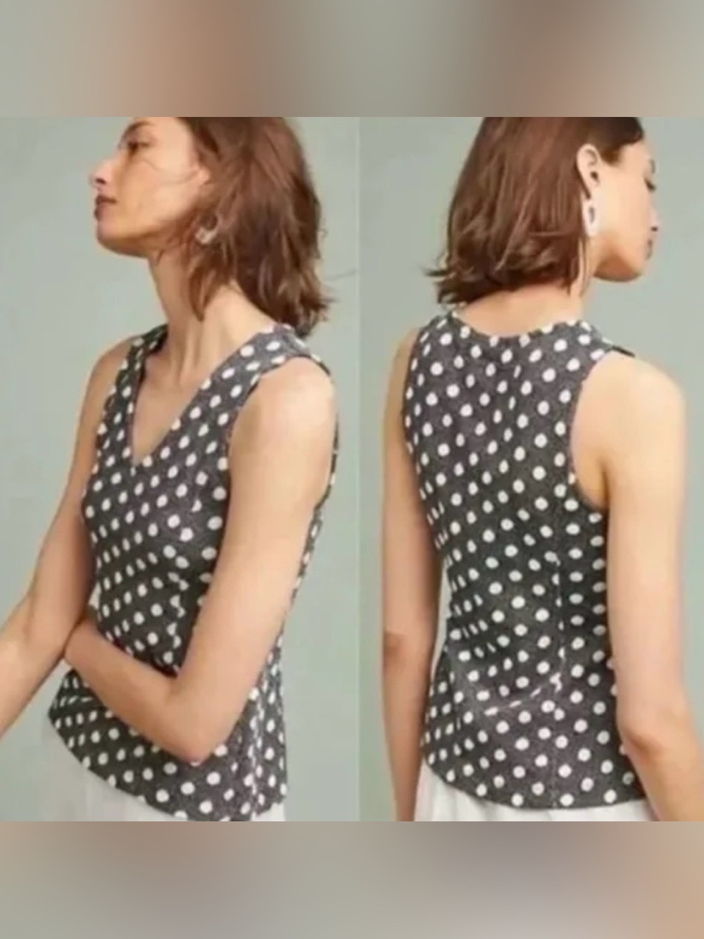 Maeve Black and White Polka Dot Blouse Size S